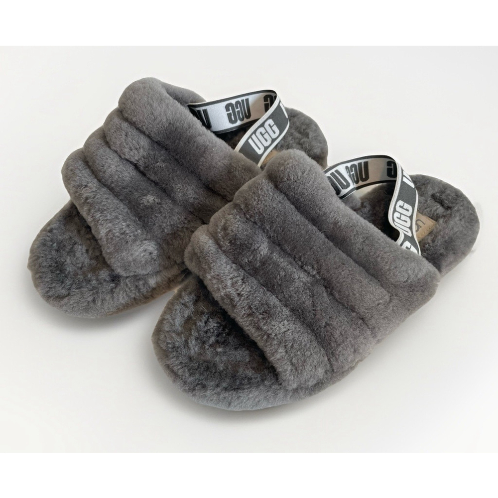 UGG Australia Fluff Yeah Women's Slide Slipper, Size 6 - Charcoal